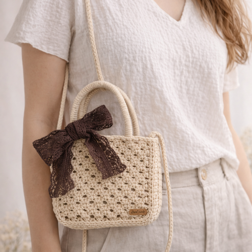 Hartopia Bella Doğal El Örgüsü Mini Çanta