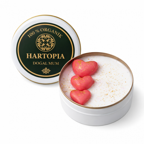 Kalp FigürlüDoğal Soya Mum – Teneke Kutulu-Hartopia