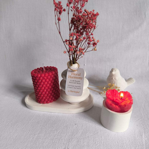 Hartopia Floral Harmony Collection – Dekoratif Mum & Vazo Seti