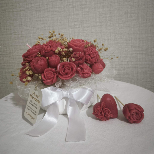 Çiçek Tasarımlı Dekoratif Soya Wax Mum – Gül Serisi | Hartopia