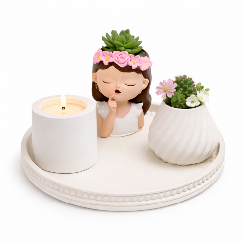 Hartopia Kız Figürlü Dekoratif Saksı Seti