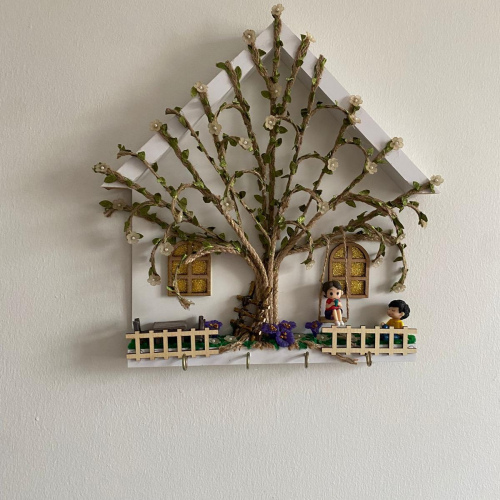 Dekoratif Ev & Ağaç Temalı Anahtarlık Askılığı – Duvar Organizeri-Hartopia